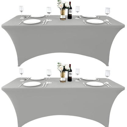 ZarzaaSik 112 2-Pack 6ft Spandex Table Covers for Rectangle Standard Folding Tables - Wrinkle Resistant Stretch Tablecloths - Ultimate Fitted Table Protector for Parties, Banquet, and Wedding