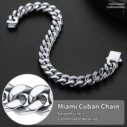 ChainsHouse Hip Hop Cuban Bracelet for Men 9mm 21cm 316L Stainless Steel Wrist Bracelet Man Bangle