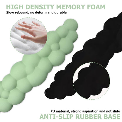Cloud Wrist Rest Keyboard, PU Leather Memory Foam Wrist Rest for Computer Keyboard, Ergonomic Keyboard Wrist Rest and Cute Mouse Wrist Rest for Gaming,Office,Computer,Typing Pain Relief,Pastel Green