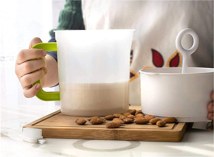 Nut Milk & Greek Yogurt Maker - Reusable & Durable Nut Milk Bag Alternative - Fine Mesh Stainless Steel - Soy/Oat/Almond Milk - All Purpose Food Strainer - (1 Quart Yogurt, 1.5 Quart Nut Milk) (B)