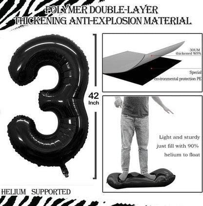 GOER Jumbo 42-Inch Number 23 Balloons - Black Foil Helium Decorations for 23rd Birthday Party