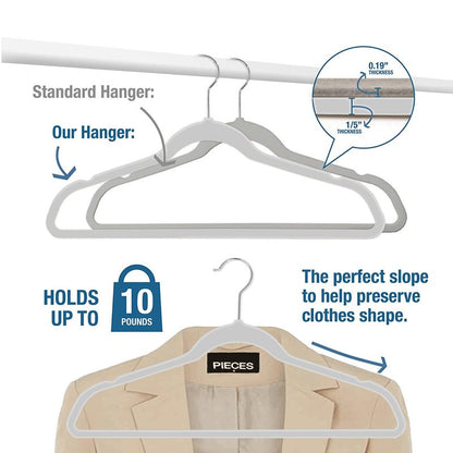 MOERKADA 50 Pack Ultra-Thin Plastic Clothes Hangers (17.7 Inch) - Space-Saving Slim Hangers with Non-Slip Grooves for Wardrobe, Closet & Dorm Organization (Grey)
