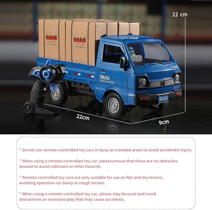 Remote Control Car RC Kei Truck1:16 Scale RC Transporter Pickup Truck 2.4GHz All Terrain RC Transport Cars with Spray &amp Light 3 Batteries (Green)