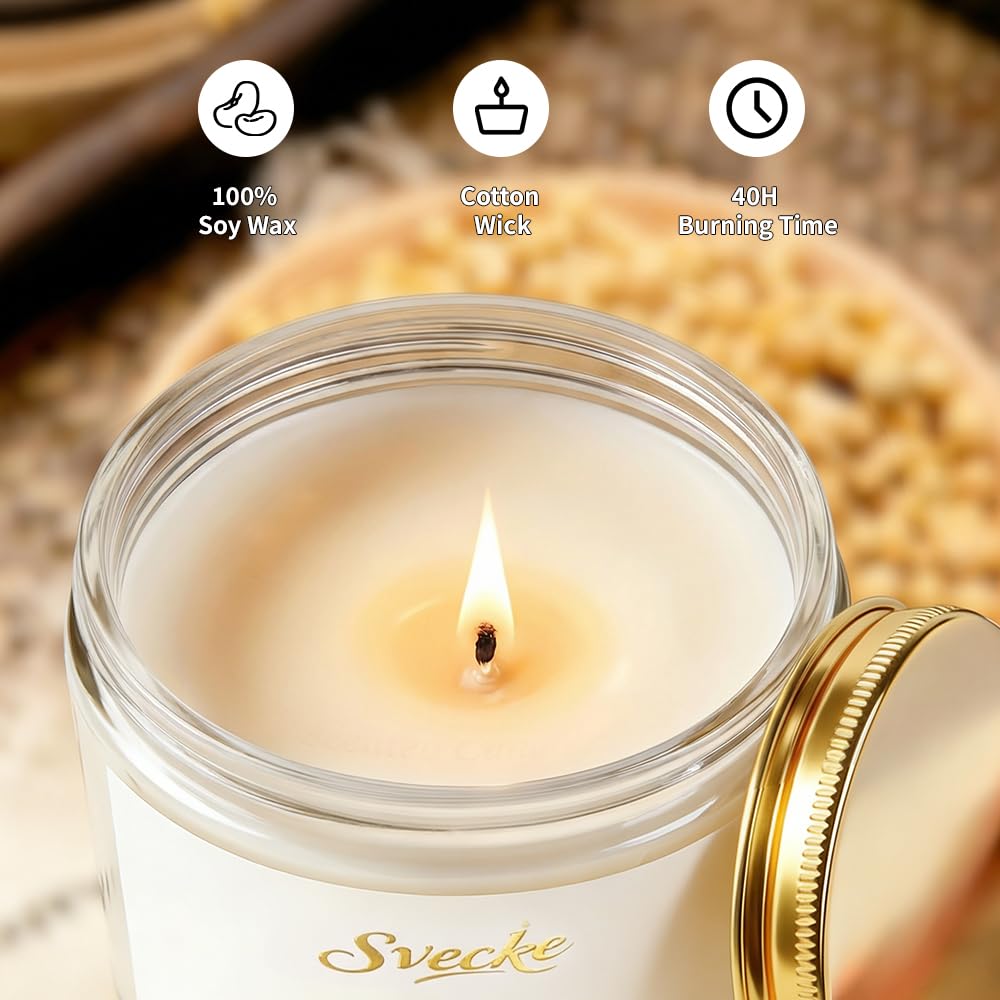 SVECKE Lemon Scented Candle 7oz Soy Wax Jar Candle Long Burning Aromatherapy Candle for Home Bedroom Gift for Women Men Housewarming New Home Gift