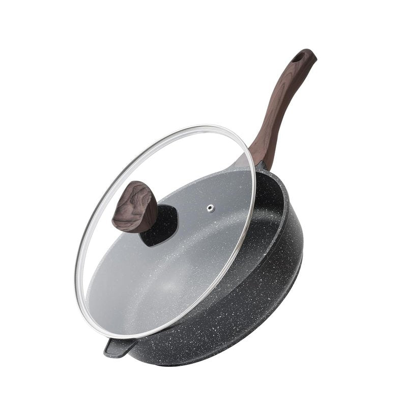 Kordisen Nonstick Deep Frying Pan with Lid, 10 Inch Non Stick Skillet, Saute Pan for Cooking, Healthy Induction Cookware, PFOA Free