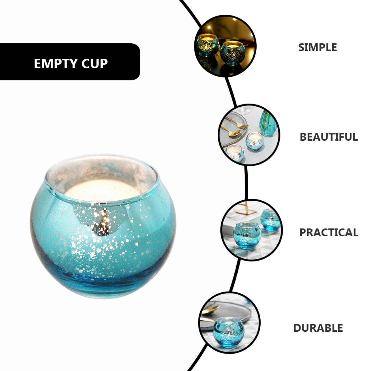 SOLUSTRE 12pcs Glass Candle Holders with Blue Dot Pattern Decorative Hollow Candle Cups for Home Décor Table Centerpiece Modern Minimalist Design