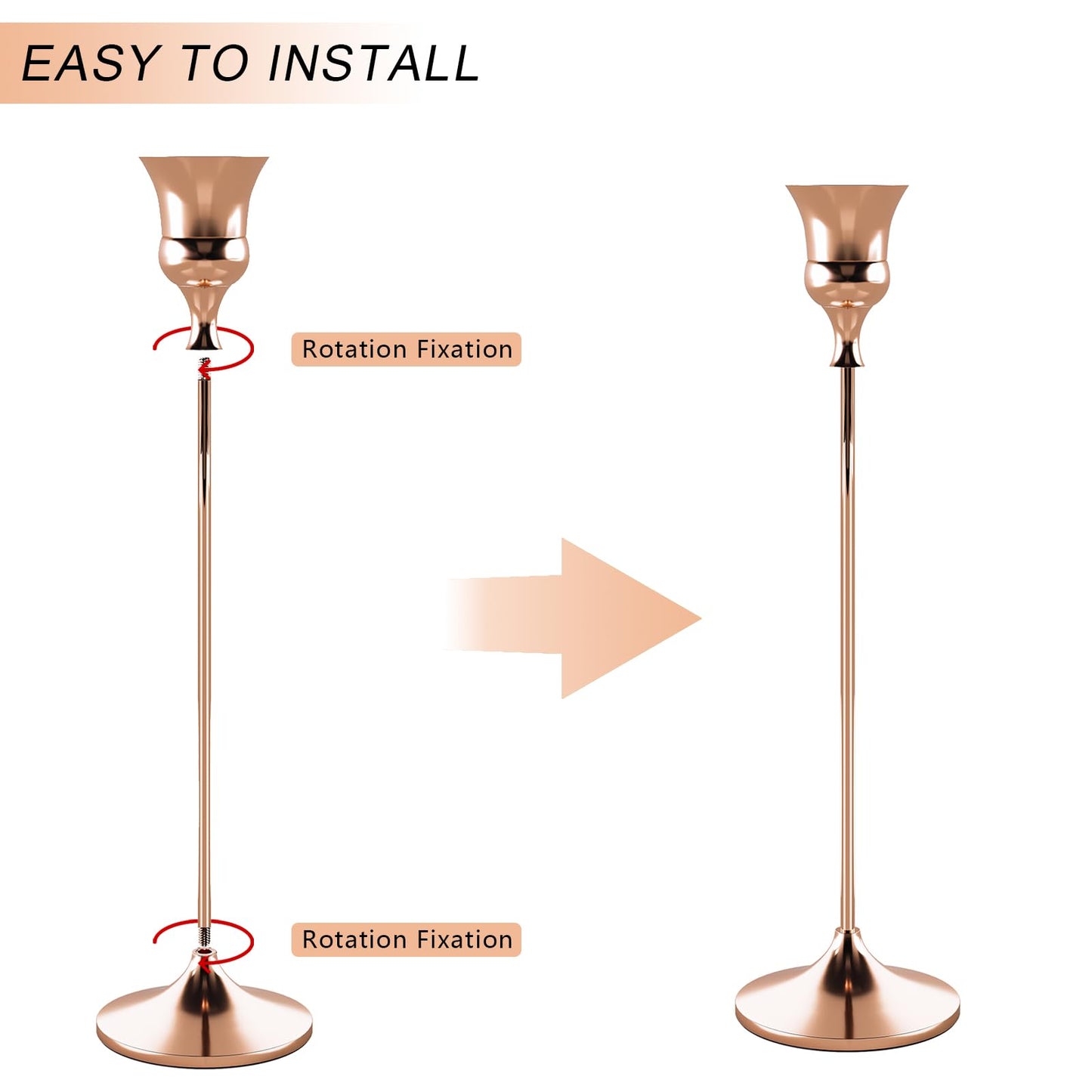 Candlestick Holders Rose Gold, 12 Packs Taper Candle Holder for Candlesticks, Candle Sticks Holder Decor for Home Decor