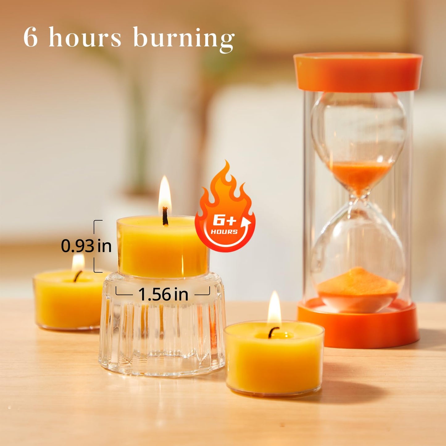 Ashlux 6 Hours Beeswax Tealights Candles, 12 Packs Pure Beeswax Tea Lights