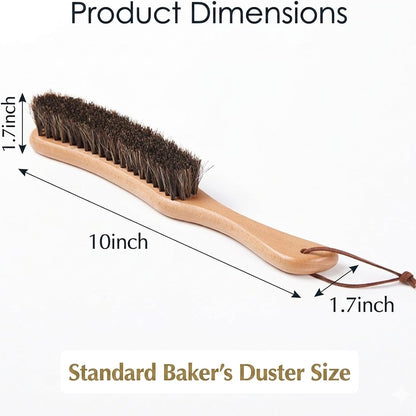 Sourdough Bread Proofing Basket Cleaning Brush, 100% Horse Hair Flour Brush with Ergonomic Beech Wood Handle, Professional Bench Brush for Baking, Banneton, Pastry Cloth & Countertop Cleaning