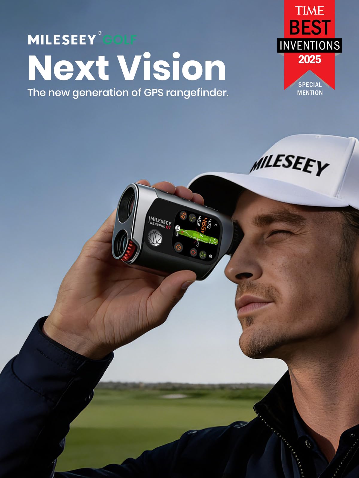 MILESEEY GenePro G1 Touchscreen & GPS Rangefinder with Slope, 43000+ Preloaded Courses, 1300 Yards Laser Range Finder Golf with Red & Green Display, 0.1s Flag Pole Locking Vibration, 6X Magnification