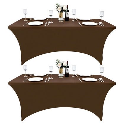 ZarzaaSik 2-Pack 8ft Spandex Table Covers for Rectangle Folding Tables - Washable Elastic Tablecloth - Ultimate Fitted Table Protector for Birthday Parties, Trade Shows, Banquet