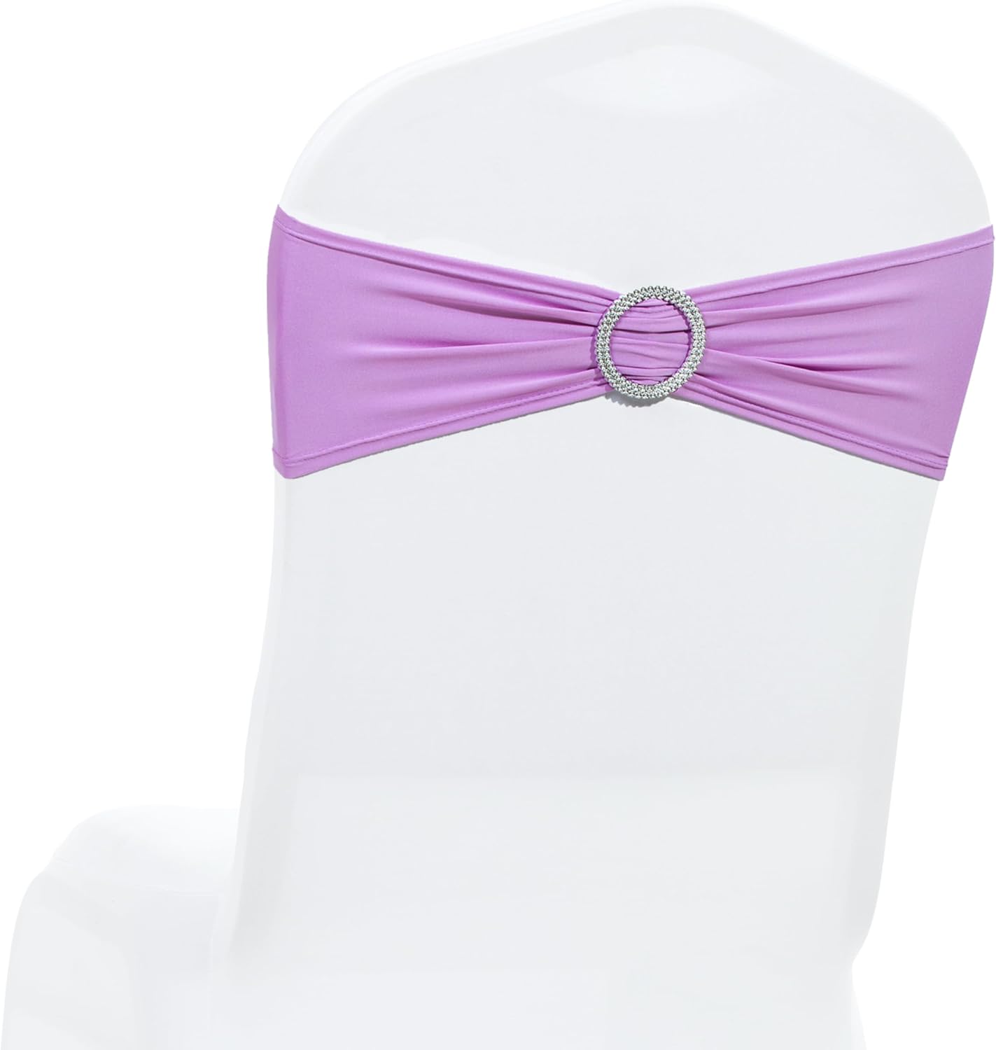 MDS Premium Stretch Spandex Chair Sashes - Pack of 50 Light Purple Covers with Buckle Slider for Weddings & Events