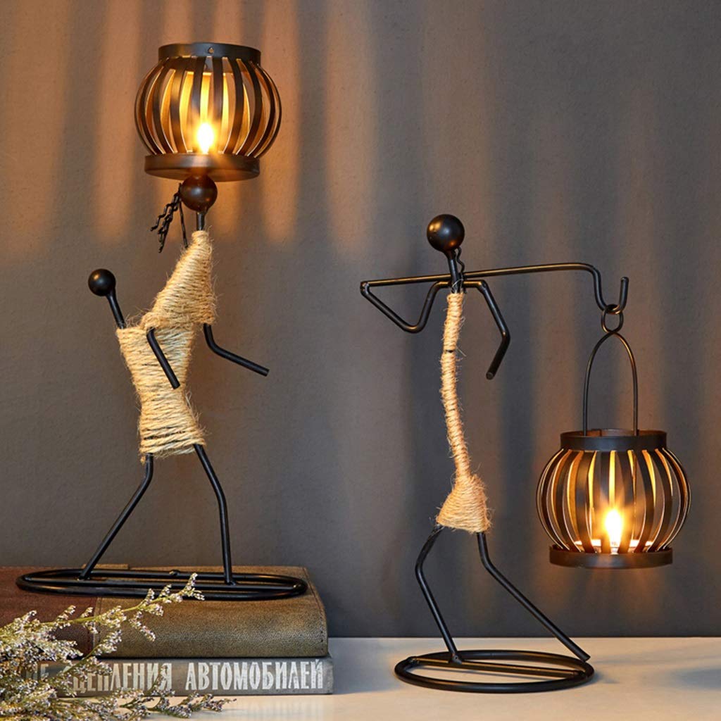 XILIN-1987 Candle Holderss Girl Shape Iron Candlestick Tabletop Decoration Cafe Candlelight Dinner Props Romantic Candlestick Decorative Candlestick (Size : C)