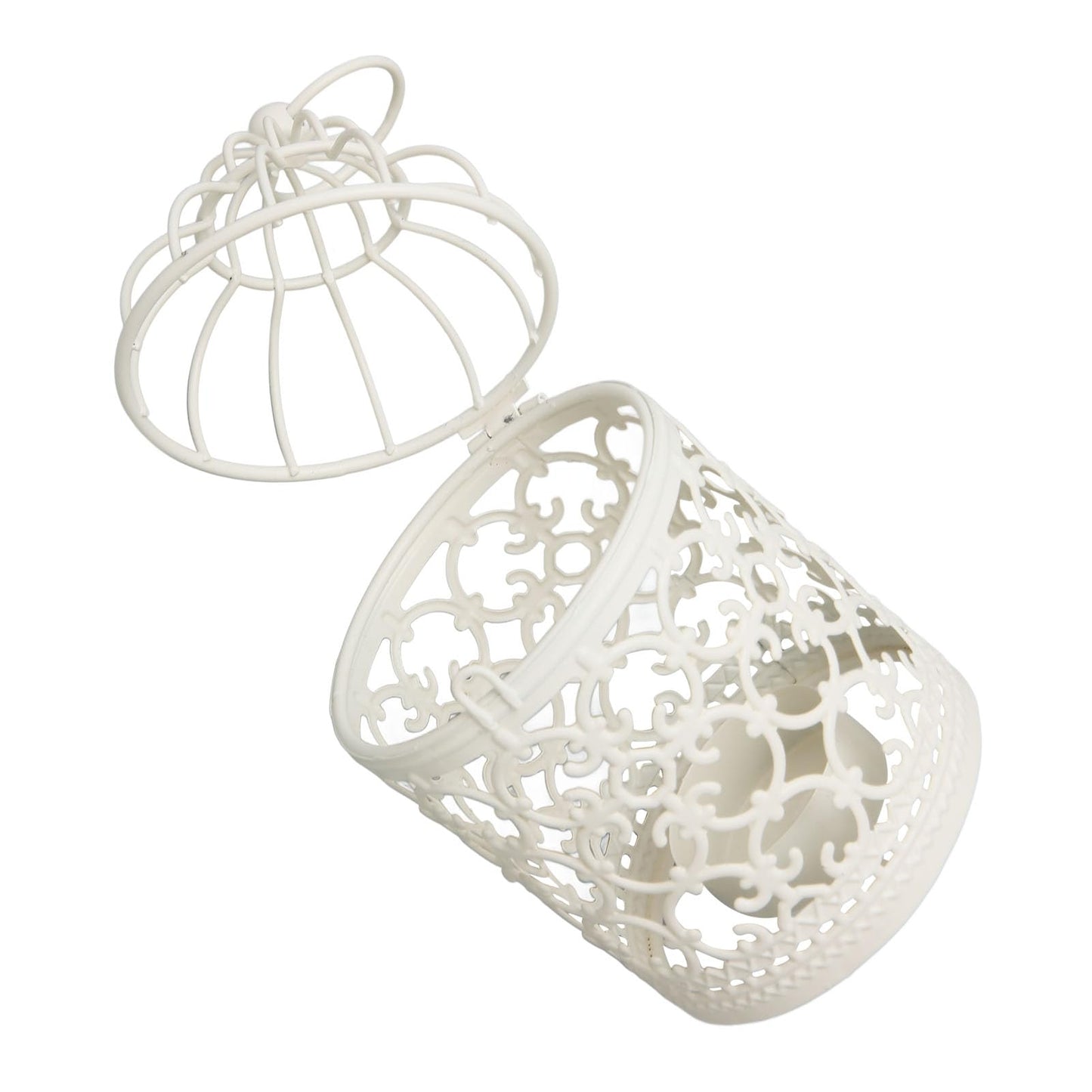 Tea Light Lantern Hollow Pattern Decorative Metal Bird Cage Candle Holder for Dining Table Wedding Party