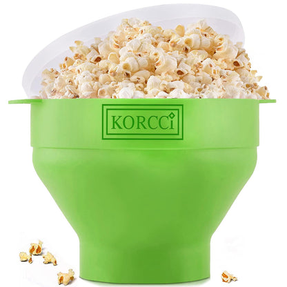 The Original Korcci Microwaveable Silicone Popcorn Popper, Microwave Popcorn Popper, Collapsible Microwave Popcorn Maker Bowl, No Oil Required, Use In Microwave, Dishwasher Safe (Blue)