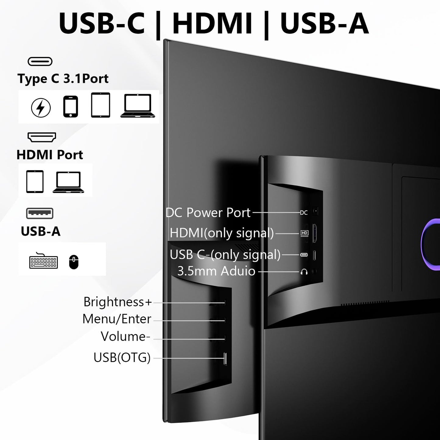 Prechen 27 Inch 2K QHD 100Hz Touchscreen Monitor 10 Point Multi Touch IPS Portable Display, 2560x1440 USB-C HDMI Laptop Monitor with Adjustable Stand & Speakers