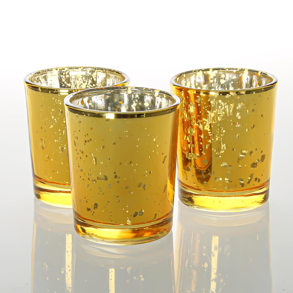 Richland Amber Gold Mercury Votive Candle Holders Set of 12