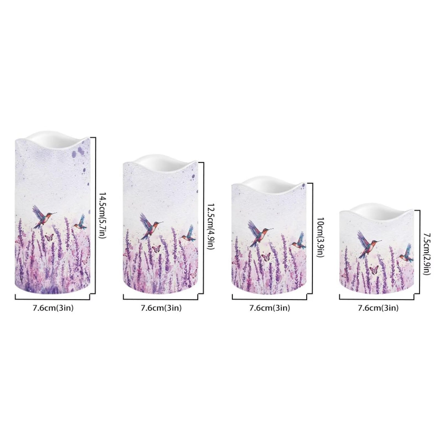 Cozeyat Lavender LED Candles Set of 4 Real Wax Battery Powered Flameless with Remote Control Timer Color Changing for Wedding Home Table