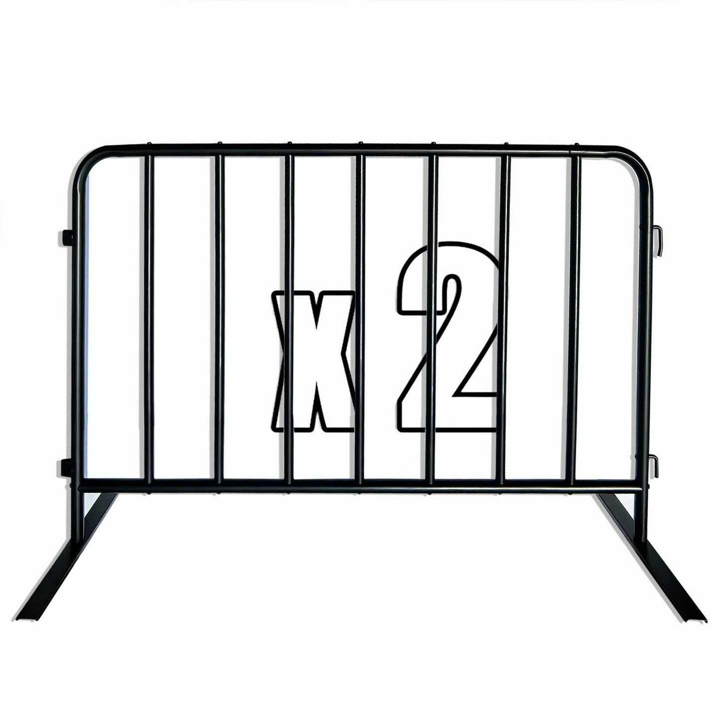 BIGalleons 2-Pack Steel Crowd Control Barrier, Light Duty 5FT Interlocking Safety Barricade, 16GA Galvanized Steel Queue Barrier, Assembly Needed for Pedestrian Traffic & Construction Barricade（Black）