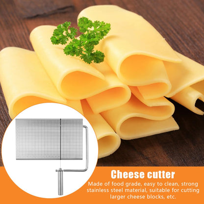 homfanseec Stainless Steel Cheese Slicer Cutter, Cheese Slicer with Wire, Adjustable Cheese Cutter Board with 6 Replacement Wires, for Cutting Cheese Butter Vegetables Sausage(silver)