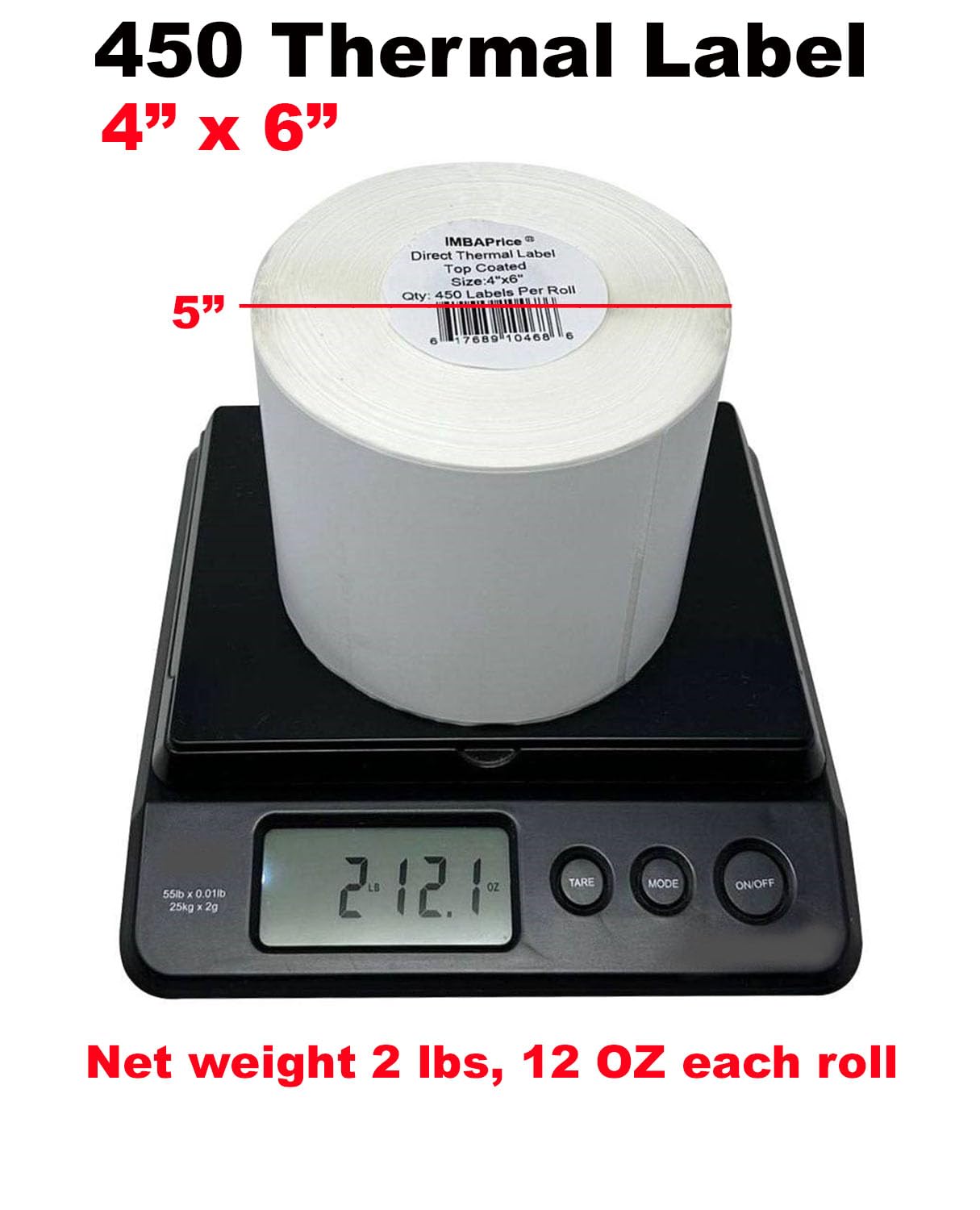 iMBAPrice - 10 Roll of 450-4x6 Direct Thermal Labels for Zebra 2844 ZP-450 ZP-500 ZP-505 (1 inch core) - 95+60GSM Top Coated