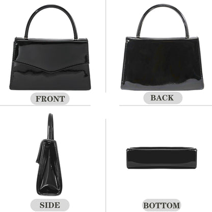 BYWAUQI Evening Clutch Purses for Women Patent Leather Purse Black Clutch for Formal Prom Wedding Party Brida Cocktail(Black)