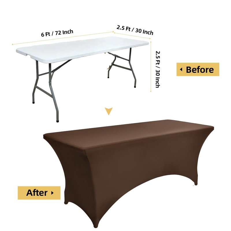 ZarzaaSik 10-Pack 6ft Spandex Table Covers for Rectangle Standard Folding Tables - Wrinkle Resistant Stretch Tablecloths - Ultimate Fitted Table Protector for Parties, Banquet, Wedding