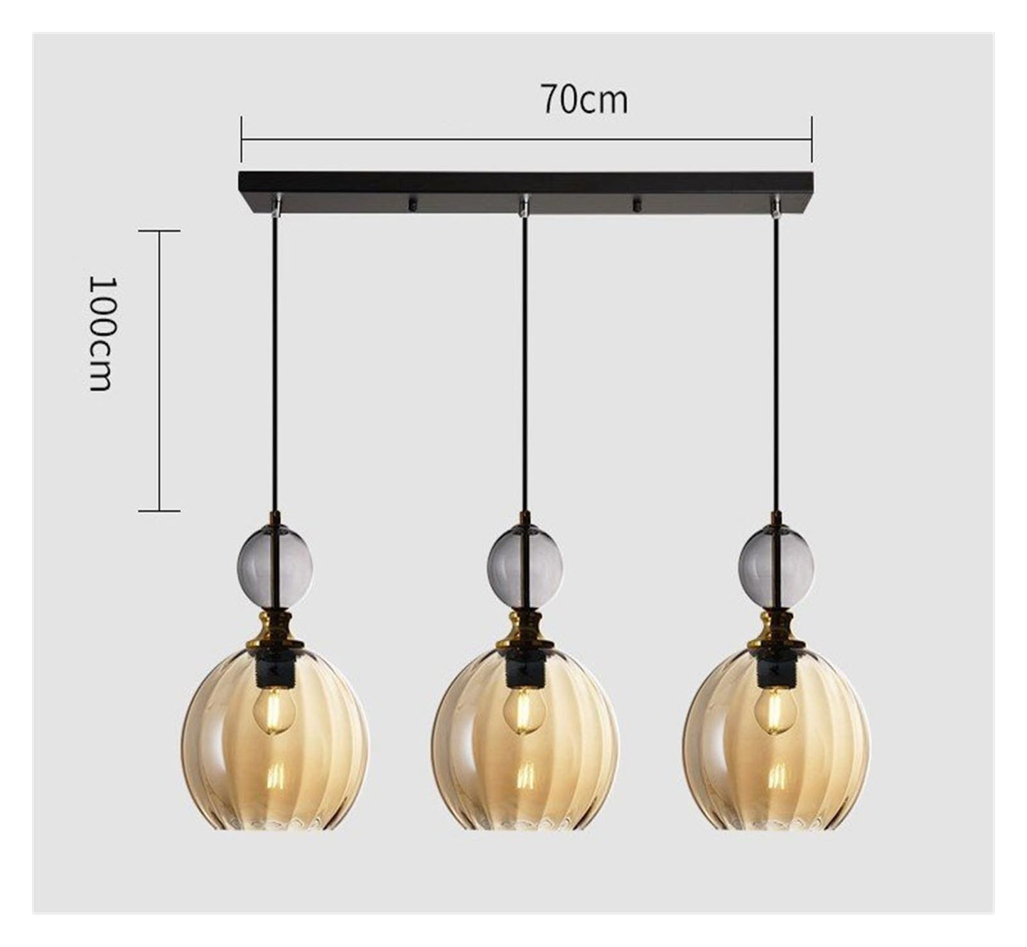 Modern Chandelier, Nordic Colored Glass Chandeliers Postmodern Creative Designer Restaurant Bar Counter Bedroom Bedside Lamp LED Lighting Fixtures(Amber 3 Heads)