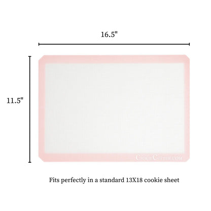 CookieCutter.com 16.5"x11.5" Pink Silicone Baking Mat - Reusable Nonstick Baking Sheet - Sandy Pink (2 Pack)
