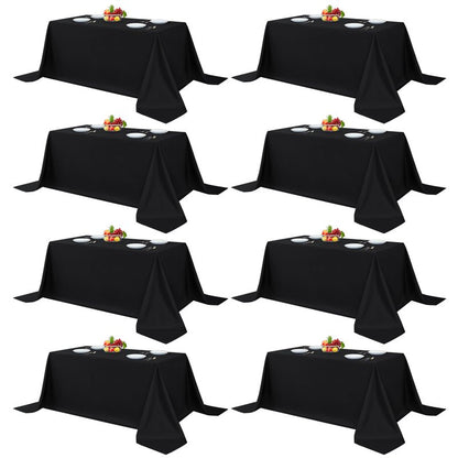 Fitable 8 Pack Rectangle Tablecloths: Stain Resistant Wrinkle Free Circle Table Clothes, Washable Reusable Polyester Table Covers for Wedding Party Birthday Banquet Reception(Black, 90x132 Inch)
