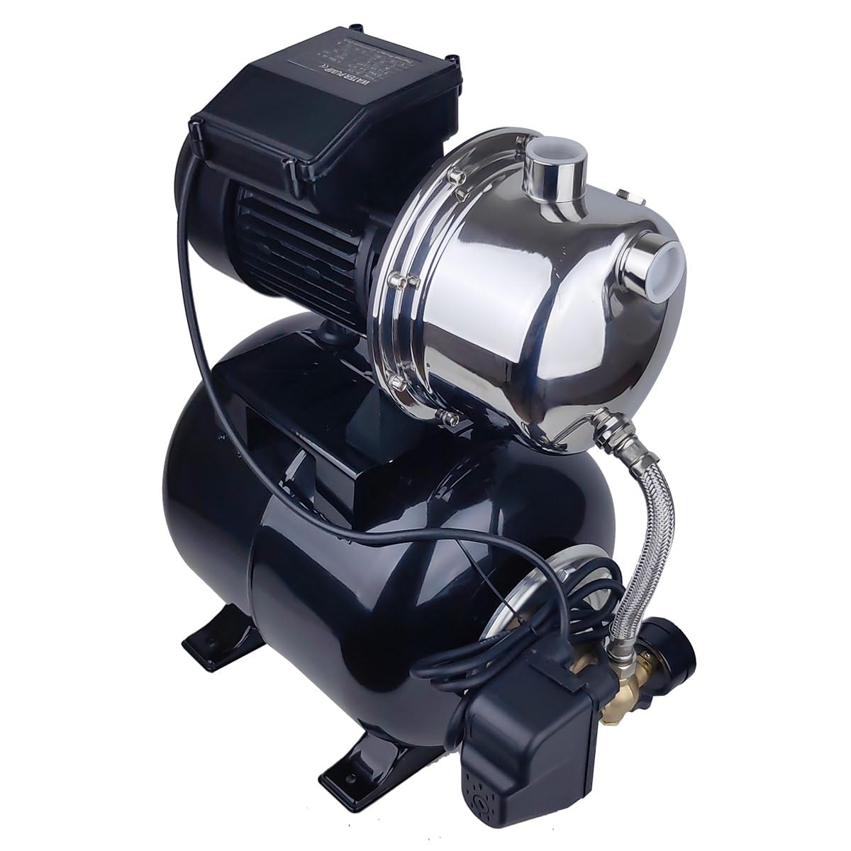 ZYIY 1.6HP Shallow Well Pump with Pressure Tank, 898GPH, 115V,Stainless Steel Automatic Water Booster Jet Pump, 157.5FT Centriffugal Pump for Home Garden Lawn Sprinkler Irrigation