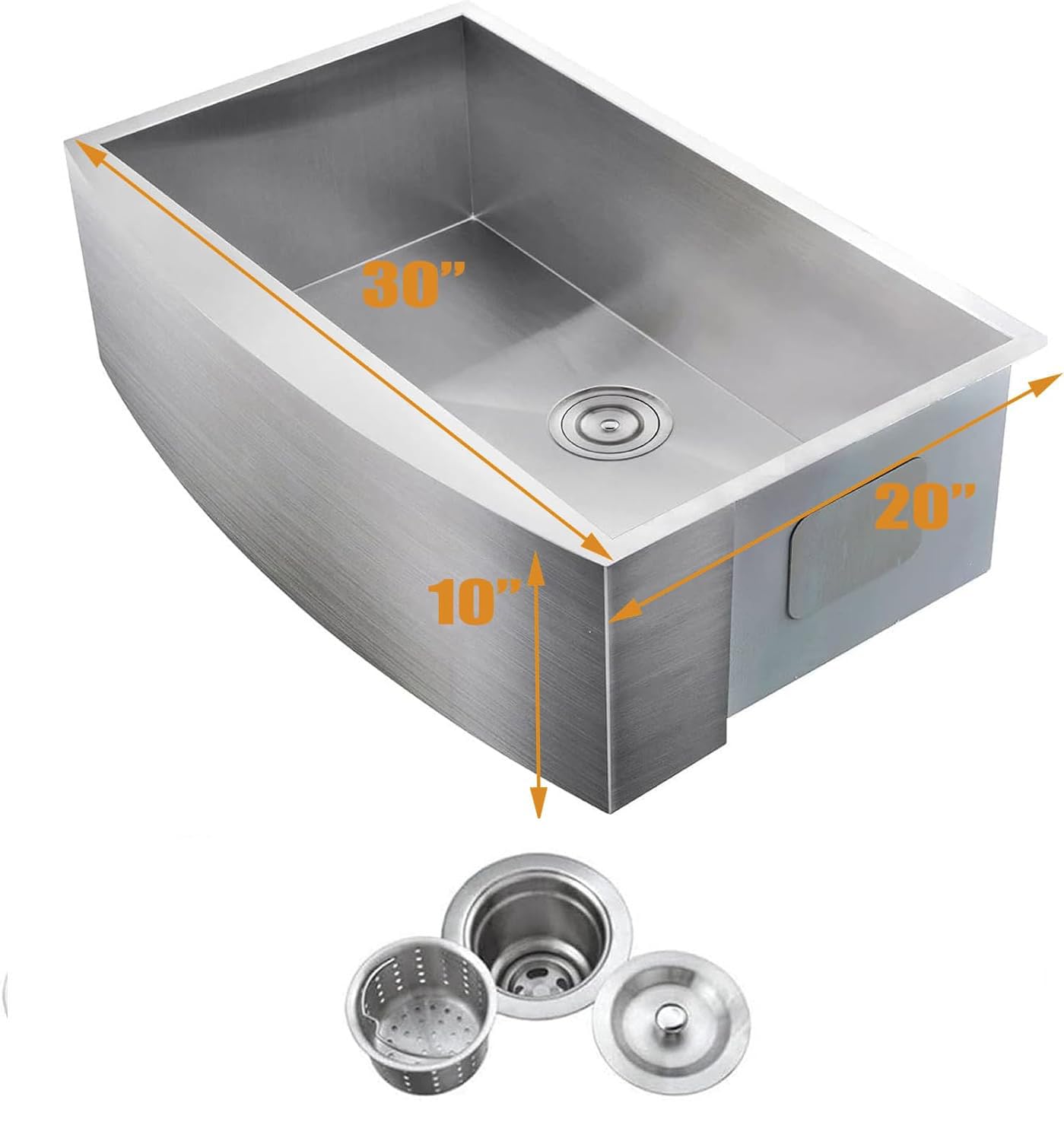 VCCUCINE Farmhouse Sink, 30x22 Inch Stainless Steel Farmhouse Kitchen Sink, Undermount Drop in Single Bowl Basin Apron Sink, Brushed Nickel Farm Sink With Strainer
