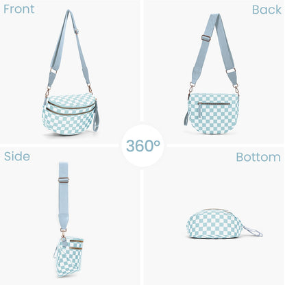 Checkered Crossbody Bum Bags for Women Nylon Checkered Purse Checkerboard Fanny Pack