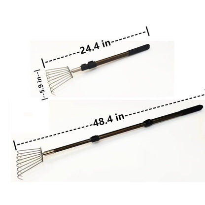 Stainless Steel Garden rake Multi-Functional Clam rake can be Used to Catch The sea Tide Hunting to Pick up Shells and dig Treasures, and Lengthen The Aluminum Alloy Handle.