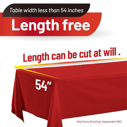 Airbin Plastic Table Cloth, 310 Ft X 54 in Disposable Tablecloth Red Tablecloth Premium PEVA Plastic Table Cloth Disposable with Any Cut Sliding Cutters for Picnics, Parties, Birthdays, Festivals