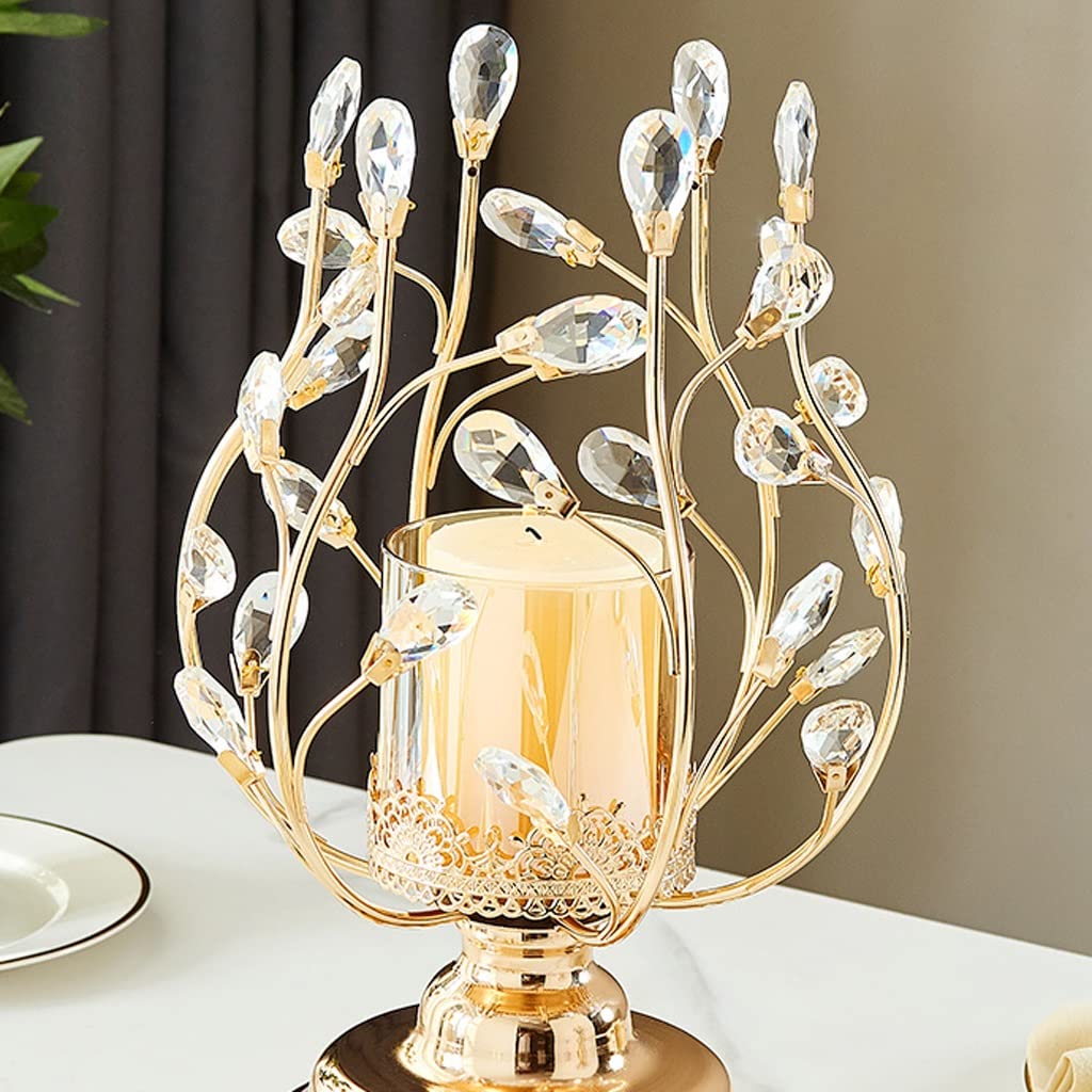 UNNS Candlestick Holder Nordic Crystal Glass Candle Holder Hollow Candle Holder Ornament Suitable for Dinner Living Room Kitchen Dining Room Candle Holders (Size : Small)