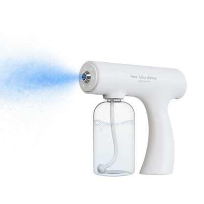 ULV Electrostatic Nano Mist Sprayer with Blue Light, 350ml Cordless Handheld for Home Car Office Salon Multi-Surface Cleaning (N9S White)