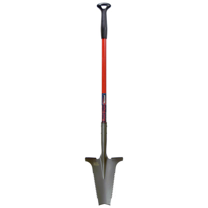 Root Slayer 22311 Nomad Compact Steel Garden Spade for Digging Soil and Root Removal, Portable Tool, Red
