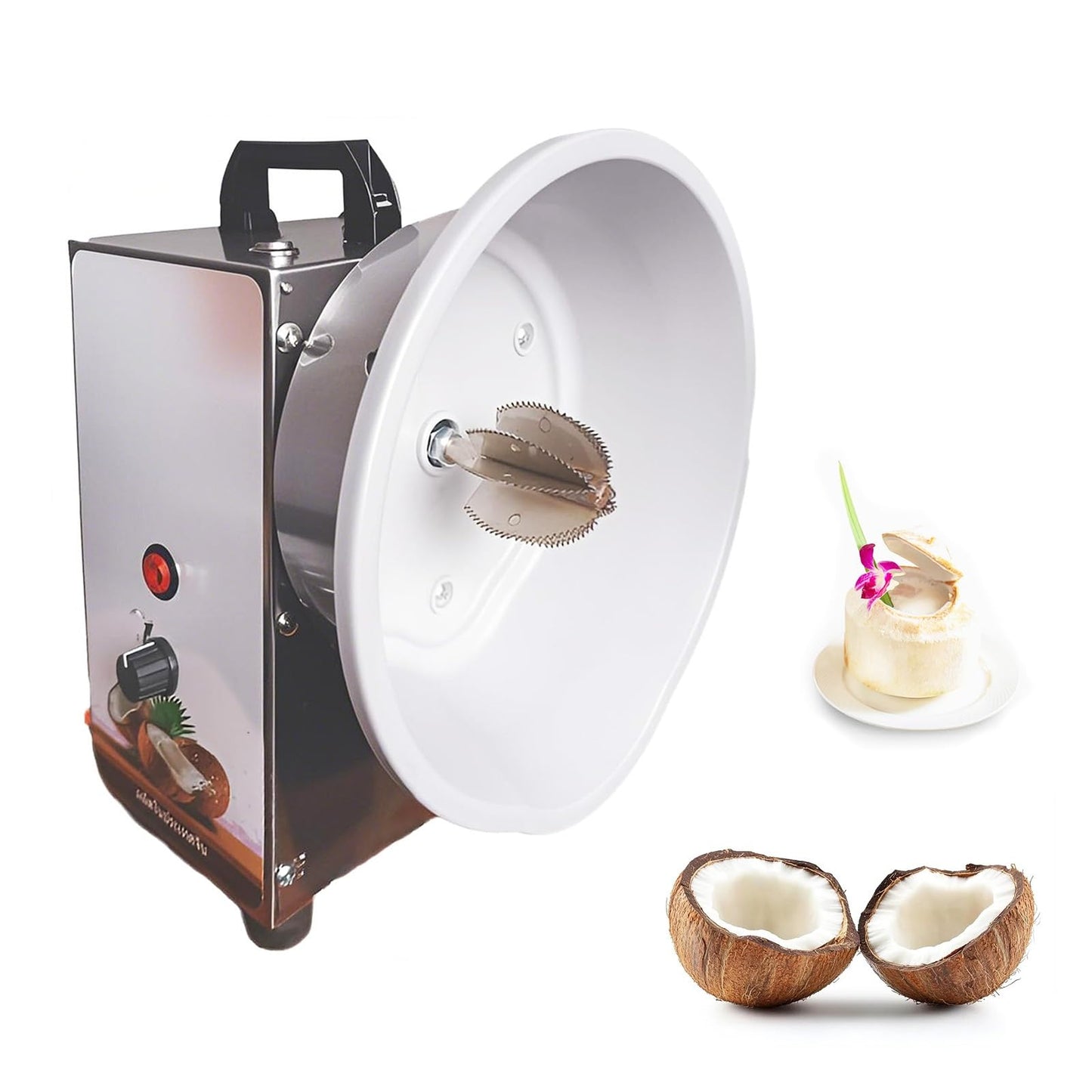 QUGURLID Coconut Scraper Grater Machine,Vertical Coconut Processing Grinder Shredder w/3 Speeds Adjustable,Electric Coconut Meat Removal Tool for Flakes