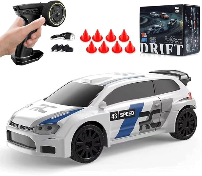 1:43 Scale Mini RC Drift Car with LED Lights Electric 2.4G Remote Control Racing Car Full Proportional 15KM/H High-Speed Vehicle for Hobbyists &amp Adults -RTR Version