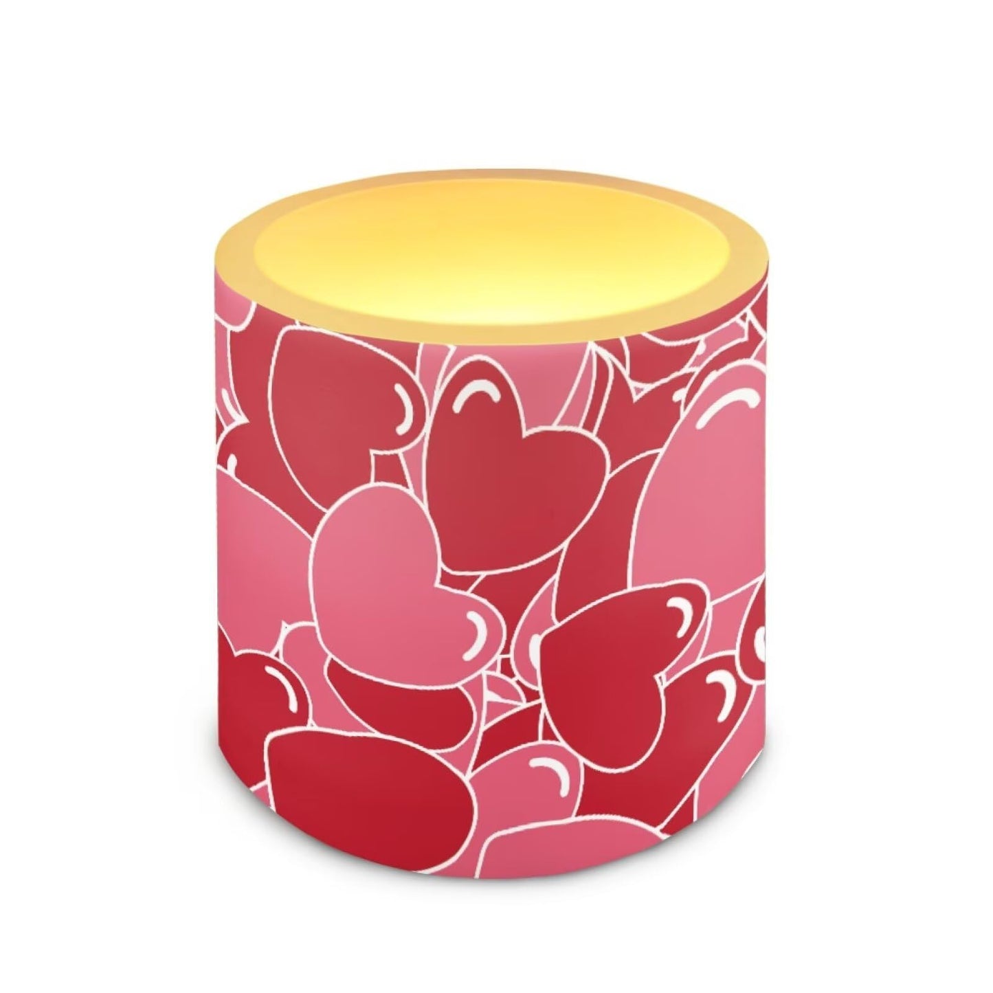 Merkmak Pack of 4 Full Heart Print Flameless Candles with Remote Battery Operated Candles with Timer Waterproof Flameless Pillar Tea Lights for Valentines Day Wedding Home Decorations