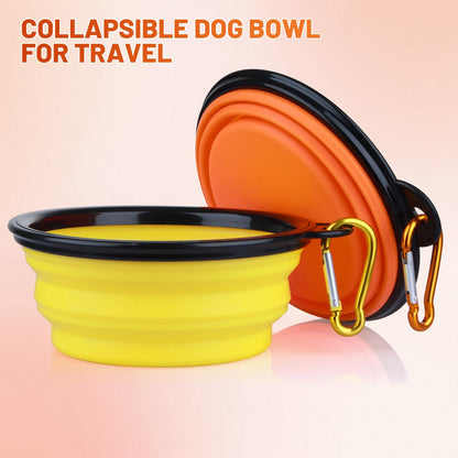 Dog Bowl Pet Collapsible Bowls, 2 Pack for Cats Dogs, Portable Pet Feeding Watering Dish for Walking Parking Traveling with 2 Carabiners (Small, Blue+Green)