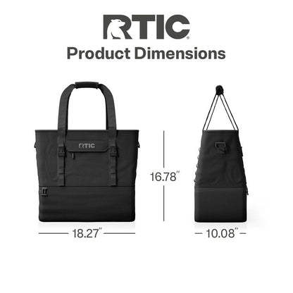 RTIC 2-in-1 Chillout Bag Soft Insulated Cooler Tote, Portable, for Lunch, Beach, Travel, Drink, Beverage, Car, Camping, Picnic, 24-Can Capacity, Olive