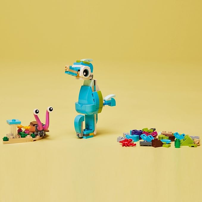 LEGO Creator 3 in 1 Dolphin and Turtle Toys for Kids Transforms to Seahorse and Sea Snail or to Swimming Fish and Crab Toy Sea Animal Figures Building Set for Kids 6 Plus Years Old 31128