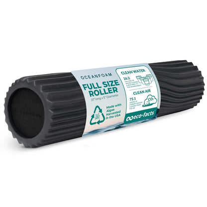 Oceanfoam Tidal Roller - Black Marbled - Muscle Massage Foam Roller for Back Pain & Stretching - Firm and Ergonomic Wide Wave Textured - Yoga, Athletics, & Wellness - Full Size, 20" x 5"