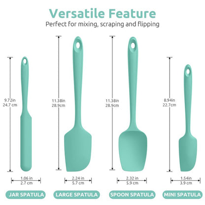 U-Taste Silicone Spatula Set with 600 Degrees Fahrenheit Heat Resistant (Teal/Aqua Sky)