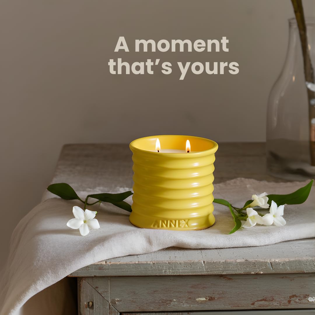 Annex Lily of the Valley & Jasmine Luxury Scented Candle - 8oz Handmade Ceramic Jar Candle - 50hr Clean Burn, 100% Non-Toxic Soy Wax, Home Fragrance, Aesthetic Decor Gift for Men Women - White Floral