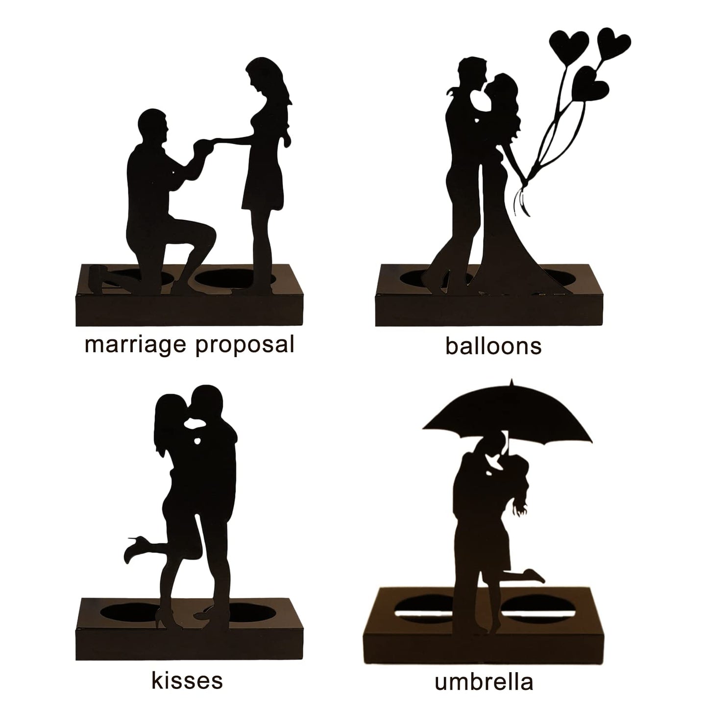Handcrafted Iron Sculpture Candlestick Ornament, Romantic Couple Statue For Anniversaries, Decorative Modern Sculptures, Wedding Decoration Anniversary Ornament Figurine for Couples Valentine (B)