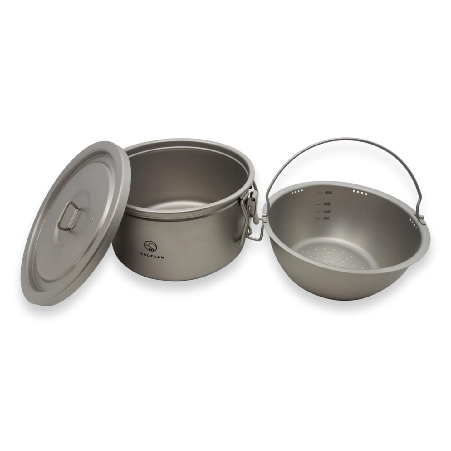 Valtcan 2000ml Titanium Rice Cooker Pot with Locking Lid 67 fl oz, Grade 1 No Coating PFAS-Free, Inner Pot with Measurement Marks, Ultralight 589g Camping Cookware for Backpacking Home Kitchen