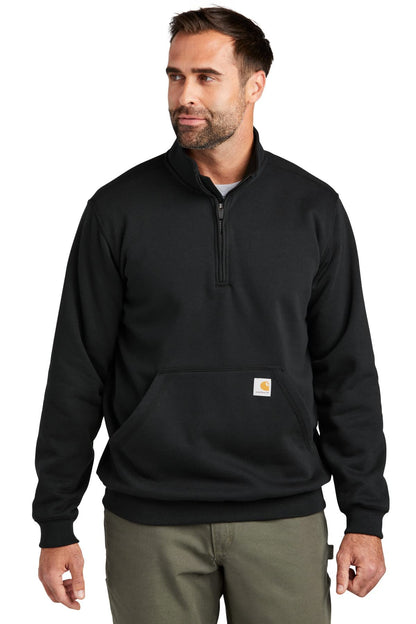 Loose Fit Midweight Quarter-Zip Mock-Neck Sweatshirt Black